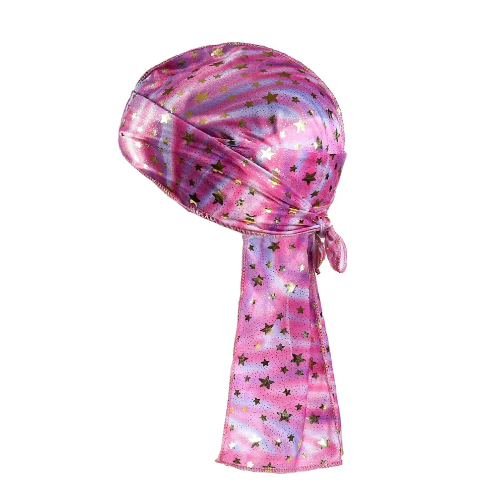 

Children's Double-layer Colorful Long-tailed Pirate Durag Sparkly Fashion Bandana
