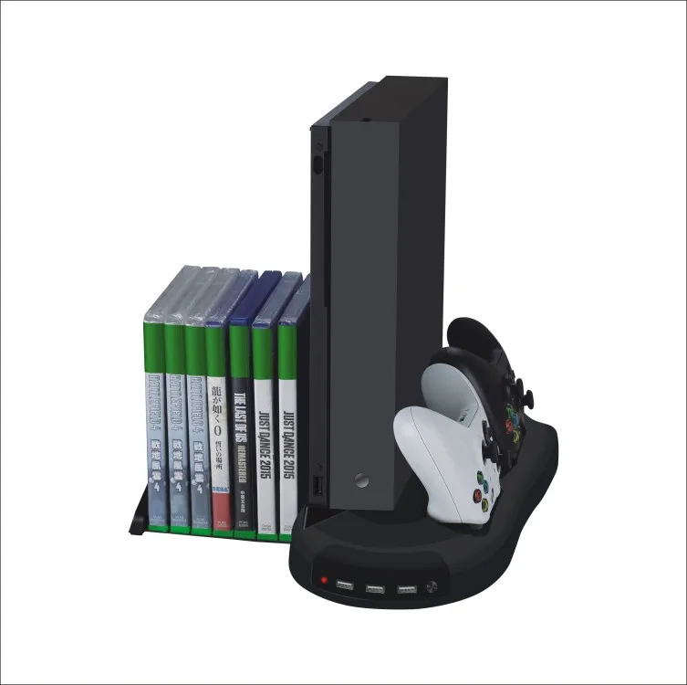 Для Xbox One X вертикальная подставка вентилятор охлаждения ж/игровые диски хранения и Dualshock зарядное устройство, контроллер зарядная станция+ 8 увеличенные крышки