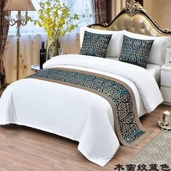 

Blue Wood window pattern Bedspreads Nordic countryside style Bed Runner Flag Bedding Towel Pillowcase Home Hotel Decorations