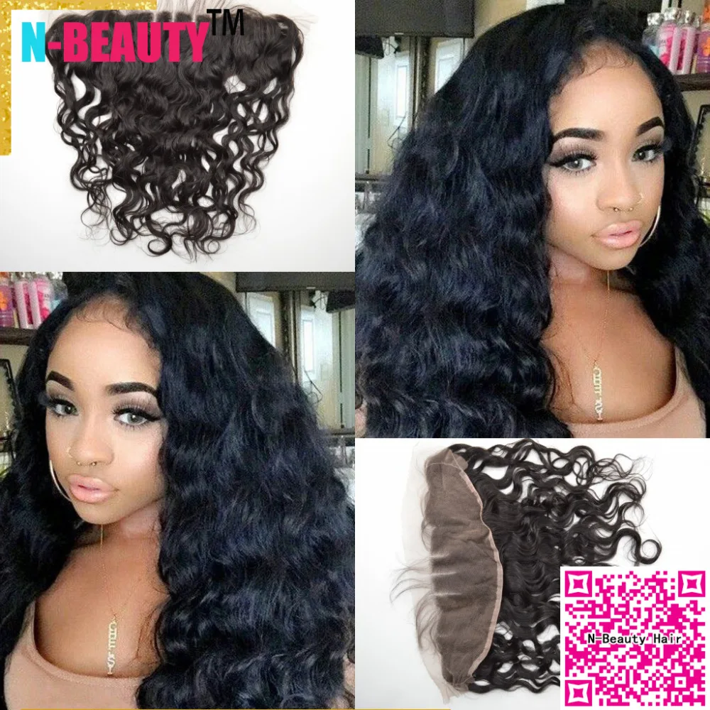 

8 10 12 14 16 18 20 22inches Natural Beauty Brazilian Unprocessed Virgin Human Water Wave Lace Frontal Closure DHL Free Shipping