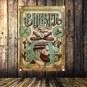 

Barber Shop Poster Senior Art Waterproof Cloth Painting Large Flag Banner Tapestry Wall Stickers Mural Vintage Decor Upholstery