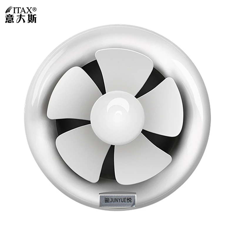 Round bath kitchen lampblack glass wall pipe type ventilation fan bathroom exhaust 6 inch 8 inchITAS9918AA