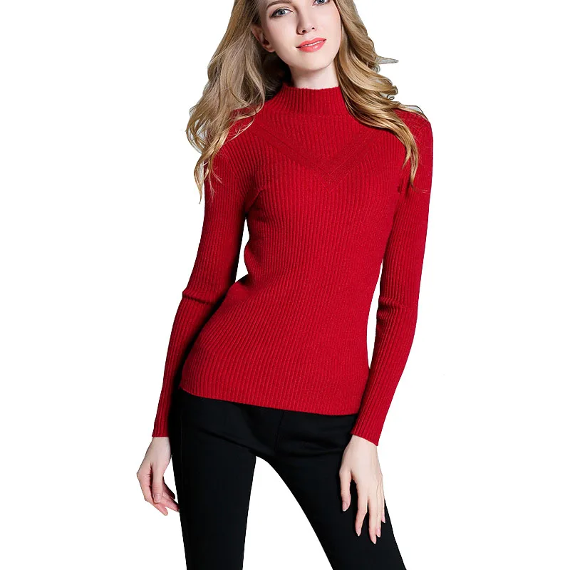 Korean Turtleneck Womens Sweaters Warm Cable Knitted High Neck Sweaters ...