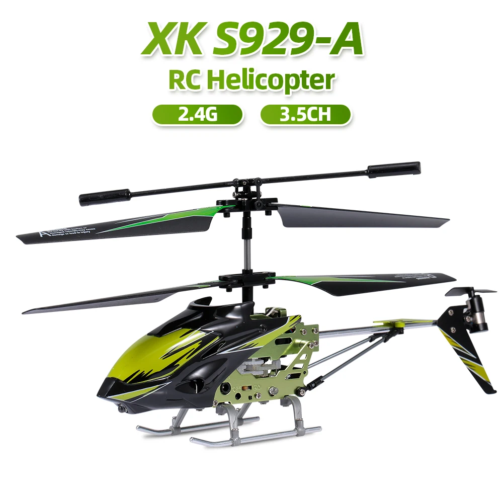 Wltoys XK официальный S929-A RC вертолет 2,4 г 3.5CH Мини RC Дрон с гироскопом света RC игрушки для мальчика Дети подарок синий зеленый красный