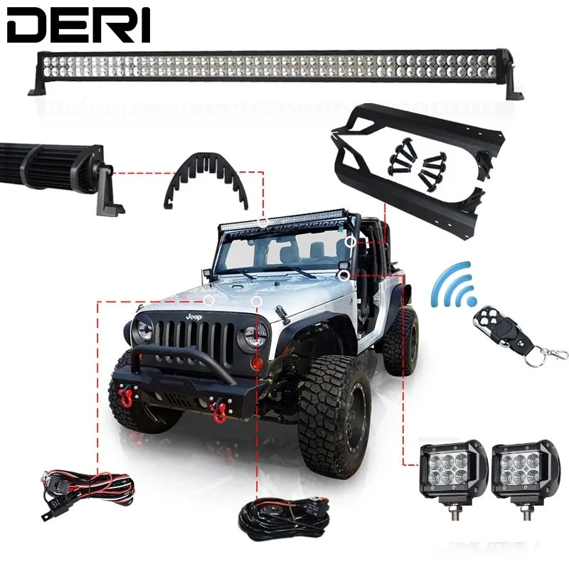 50 дюймов 288 Вт " 18 Вт внедорожный двухрядный прямой комбинированный светодиодный светильник с креплением для Jeep Wrangler TJ 97-06 комплект пульта дистанционного управления