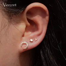 Sterling Silver Horn Stud Earrings Tiny Cartilage Earrings For Women Silver Stud Earrings 8mm 