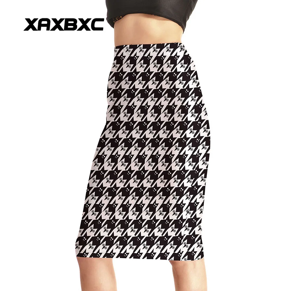 Image NEW Arrival 0011 Sexy Girl Women Summer Cartoom Owl Plaid 3D Prints Skater Miniskirt Evening Sexy Knee Length Mini Tight Skirt