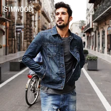 SIMWOOD 2016 Новый Осень Зима джинсовая куртка моды для мужчин уличной джинсы куртка 100% хлопок NJ6510