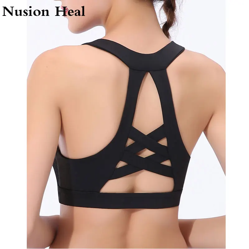 

High Impact Sports Bra Push Up With Removable Cups High Support Pink Workout Yoga Bra Padded Sexy Back Yoga Tops Cutout Activewe