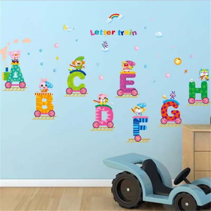 

8P DIY Kindergarten Early Learning Learning Letter Train Wall Sticker FOR Children's Room Nursery Corridor Aisle Sticker 45*60CM