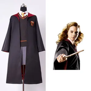 Hermione Granger Costume Gryffindor Uniform Girls Cosplay Costume For Child Kids Custom Made Full Set Costume Magic Wand
