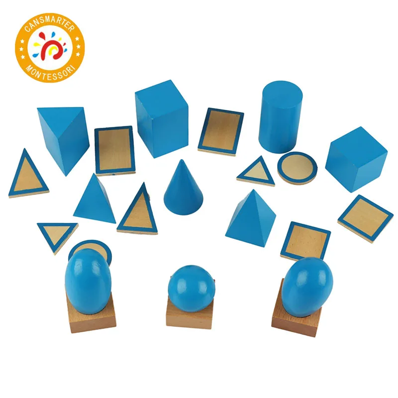 

Montessori Material Wooden Toy Small Geometric Solids with Stands Home Mini Practical Kid Toy
