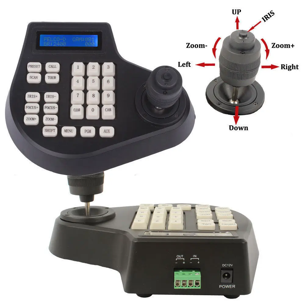 4 Axis Dimension joystick cctv keyboard controller for ptz Speed Dome