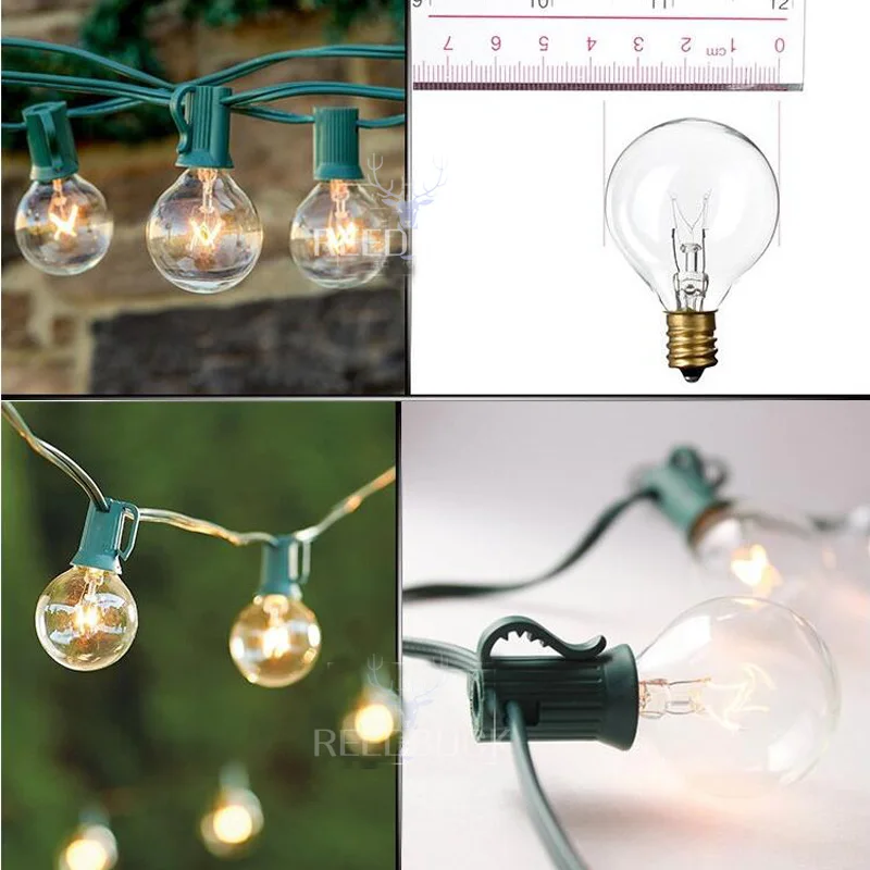 G40 String Lights 10Ft 25Ft Clear Globes Vintage Bulbs Light Indoor Outdoor Waterproof Garden Patio Wedding Garland String Lamp