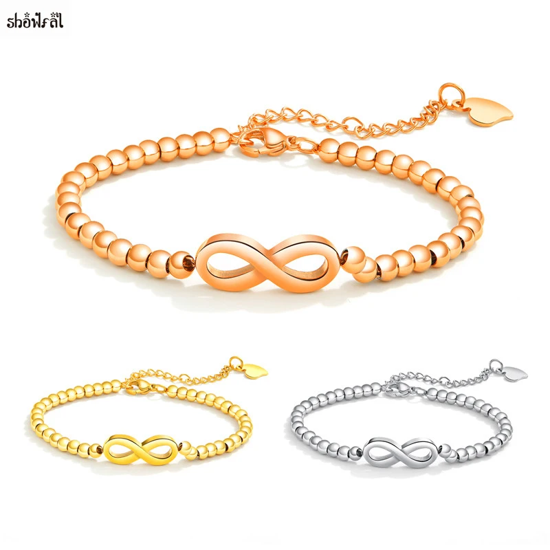 

316l Stainless Steel Bracelets for Women Infinity 8 Bracelet Charm Beads Bracelet & Bangles Fashion Jewelry for Girls' Pulseiras