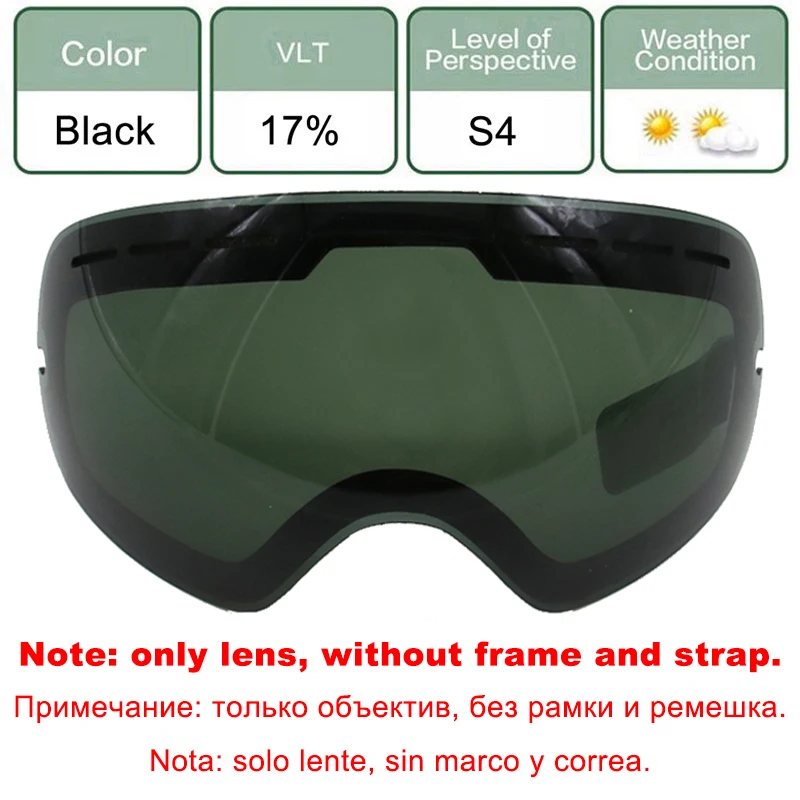 LOCLE Double Layers UV400 Anti-fog Ski Goggles Lens Brightening Lens For Weak Light Applicable to GOG-201/S-3100 (Only Lens) 2