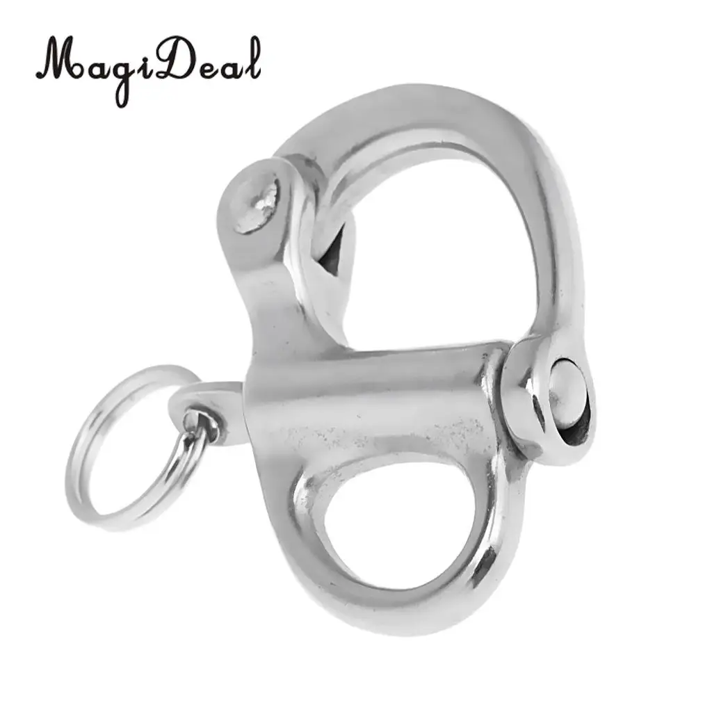 Heavy Duty (Pack of 2) 304 Stainless Steel Fixed Bail Snap Shackle For Kayak Boat Yacht 5.2x2.8cm Rafting  Sailing Accessory