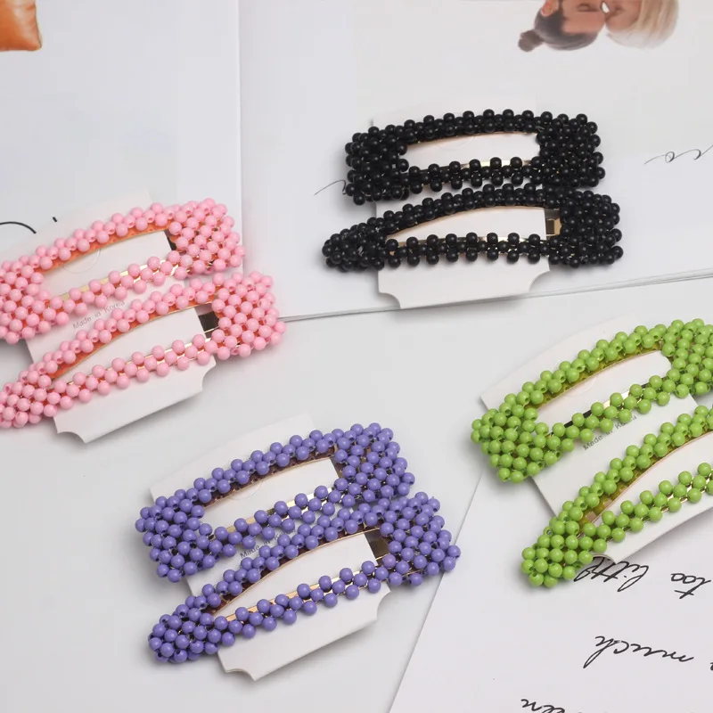 

Ruoshui 2pcs/set Woman Girls Colorful Beads Hairpins Sets Waterdrop Hairgrip Women BB Clips Ladies Hair Accessories Ornaments
