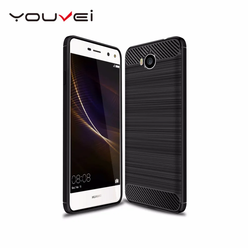 

For Huawei Y6 2017 Carbon Fiber Texture Case For Huawei Y6 2017 Soft TPU ShockProof Cover Full Protector Case For Huawei Y6 2017