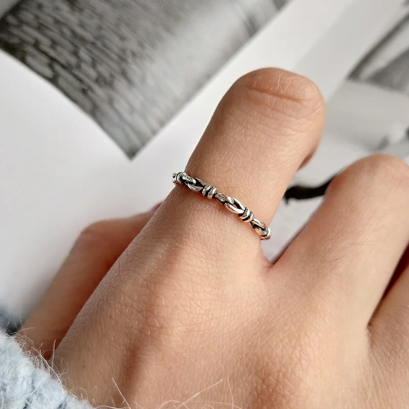 

WTLTC Adjustable Hollow Chains Layering Rings for Women 925 Sterling Sliver Thin Stack Rings Minimalist Link Chain Ring Jewelry