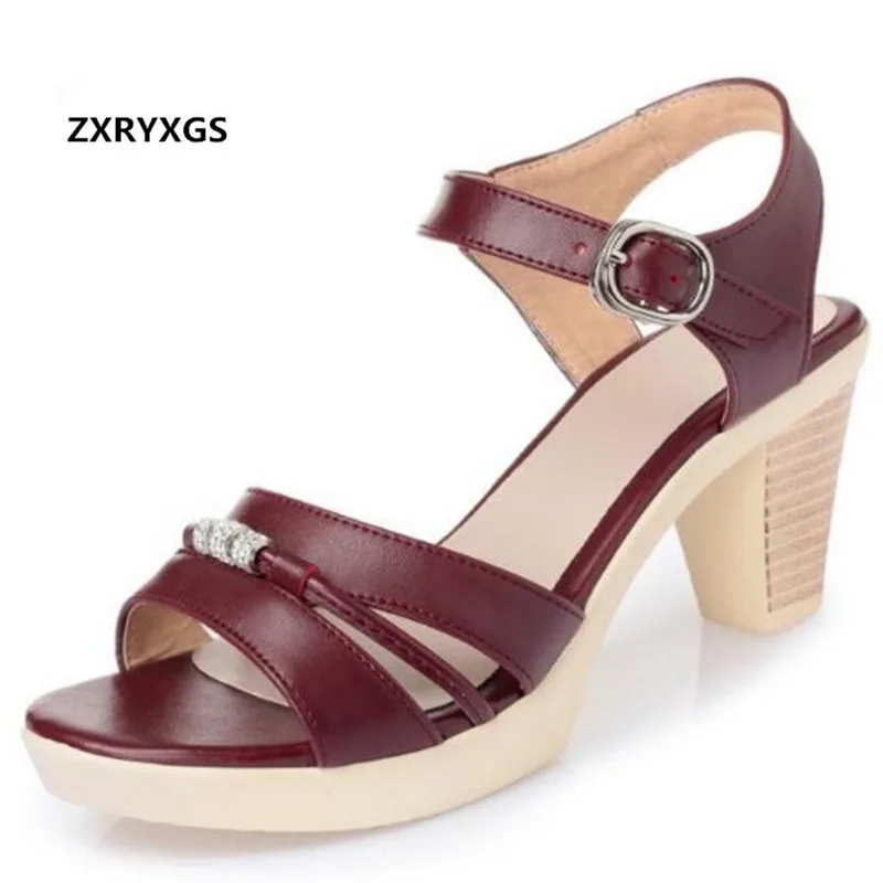 ZXRYXGS Brand Sandals Summer Women Shoes Sandals 2019 New fashion Rhinestone High Heel Sandals Real Leather Shoes Woman Sandals ZXRYXGS Brand Sandals Summer Women Shoes Sandals 2019 New fashion Rhinestone High Heel Sandals Real Leather Shoes Woman Sandals