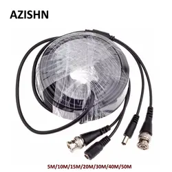 AZISHN CCTV BNC мощность/видео кабель м 5 м/м 10 м/м 15 м/м 20 м/м 30 м/м 40 м/50 м кабель видеонаблюдения видео выход DC штекер кабель для AHD/аналоговая камера