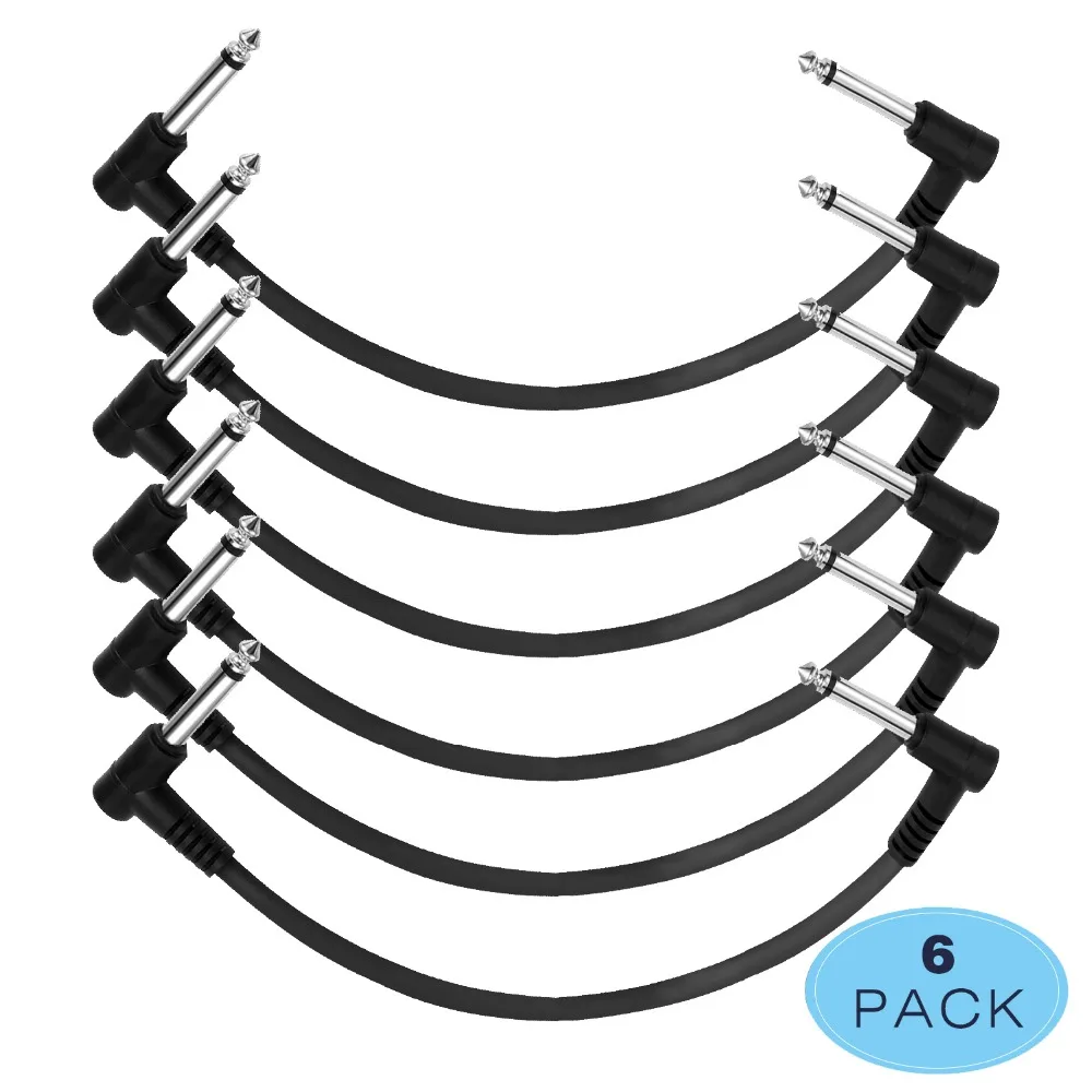 Доннер 3, 6 штук в партии, гитарная педаль патч аудио кабель 15/30 см правый угол Plug гитарные педали эффектов Соединительный кабель провод шнур аксессуары