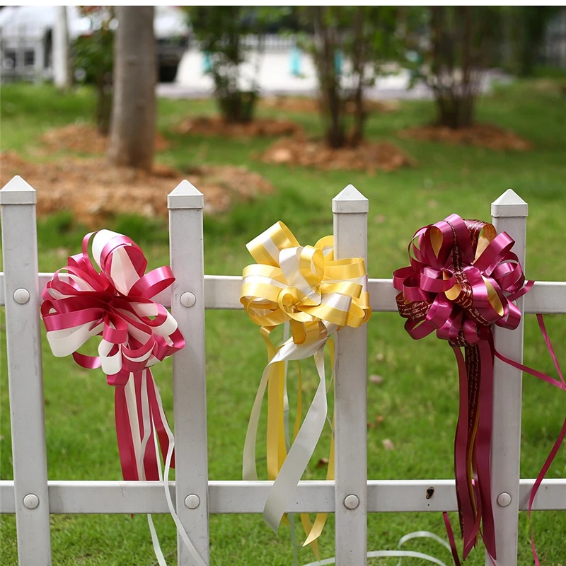 10pcs DIY Pull Bow Ribbons Wedding Birthday Party Decor Gift Packing Romantic Home Car Decor Pull Flower Ribbons Party Supplies (3)