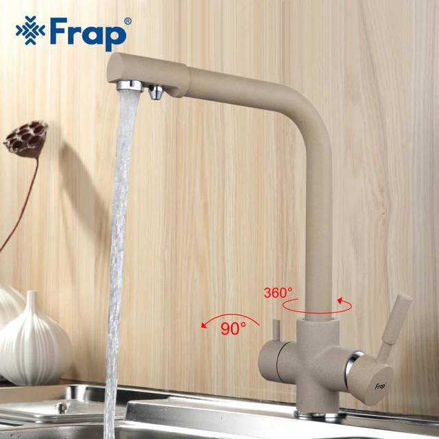 Cheap Frap New Arrival Khaki Color Kitchen Faucet Deck Mounted Mixer Tap 180 Degree Rotation with Water Purification Features F4352-20