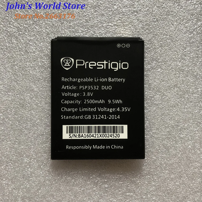 Для Prestigio PSP3532 Muze F3 (Muze A7 PSP7530) 2500 мАч Замена литий-ионного аккумулятора для