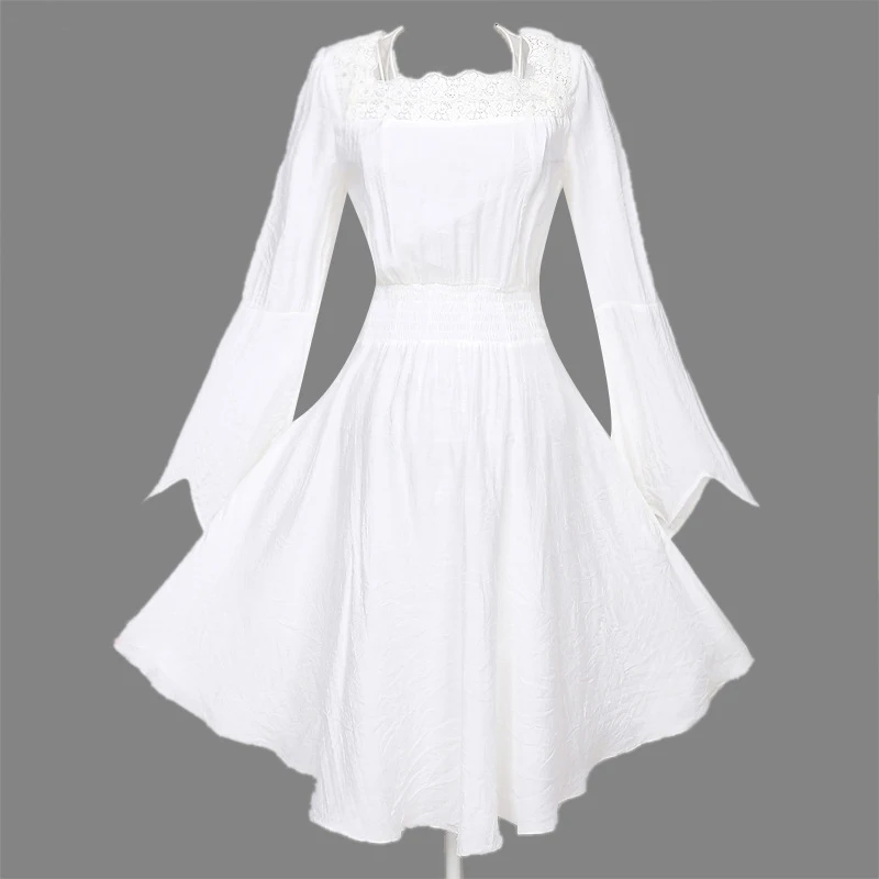 

Women Square Collar Long Flare Sleeve Vintage Lace Long Punk Rock Gothic Shirt Sexy Steampunk Shirts Matching Corset Plus Size
