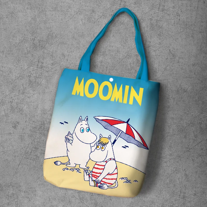 Moomin сумка для покупок милый гиппопотам тонкий маленький мой рюкзак на плечо Студенческая Холщовая Сумка с принтом Сумка-тоут на кнопках Холщовая Сумка - Цвет: 21