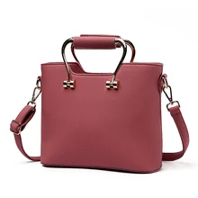 Элегантная офисная сумка женская клатч из искусственной кожи темно-розовая модная металлическая ручка женская сумка через плечо Messanger Tote