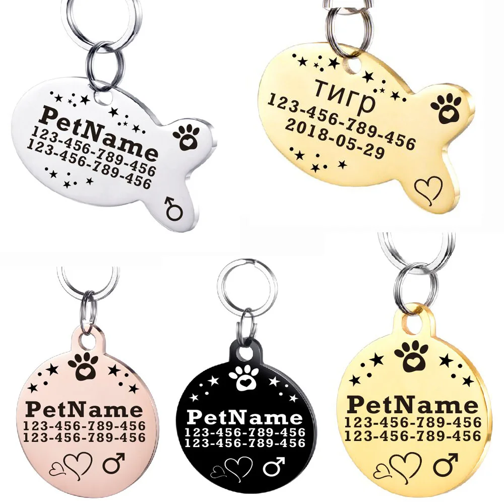 

Stainless steel dog tag for puppy and kitten pets ID tags name telephone Number Gender Pet Supplies Free engraving any text