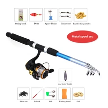 Горячая 1,8 м телескопическая катушка спиннинга комбо набор спиннинга Удочка приманка С рыболовным крюком приманка сумка для карпа Pesca