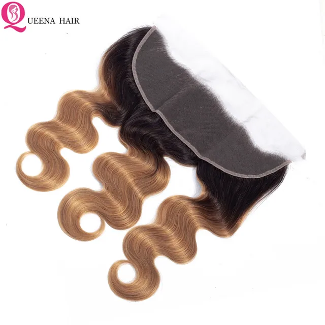 1B 27 Honey Blonde Color Ombre Ear To Ear Lace Frontal Closure Free/Middle/Three Part Brazilian Body Wave Human Hair Weave Remy