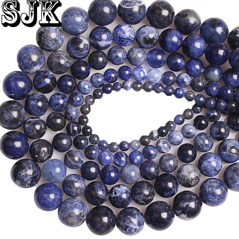 

Natural Sodalite Stone Beads Blue Sodalite Stone Round Loose Smooth Beads 4 6 8 10 12 MM For Bracelet Jewelry Making