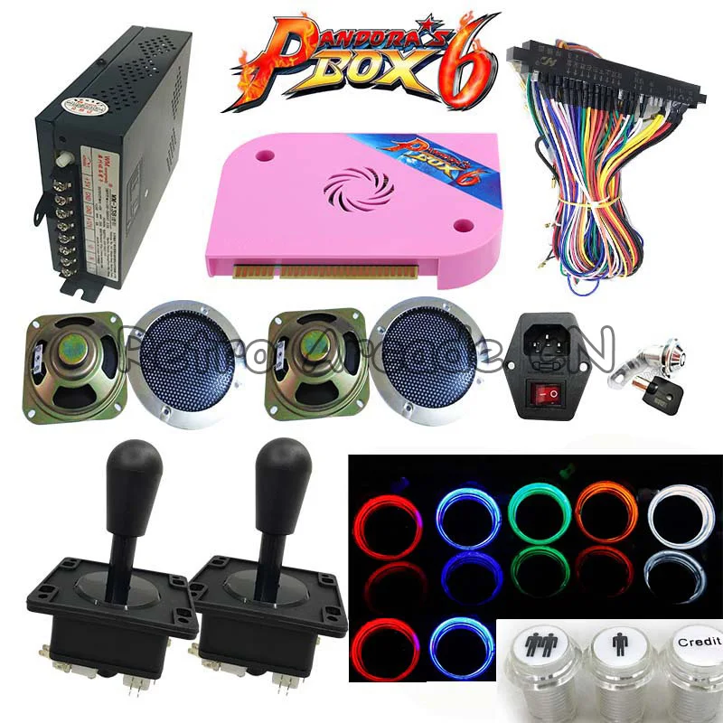 New Arrival DIY kit with Original Pandora Box 6 PCB 1300 in 1 Board joystick LED button For HDMI/VGA Arcade Game Machine