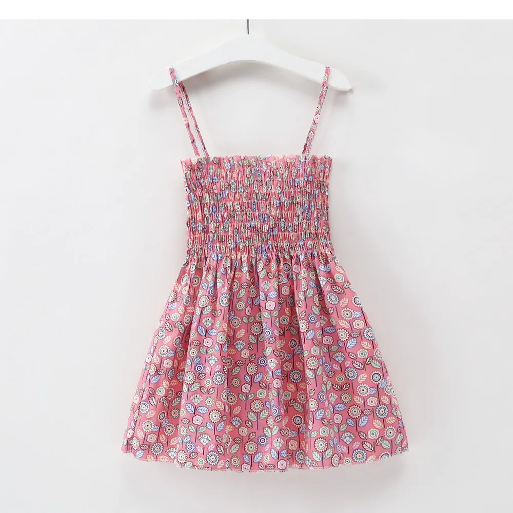 Новинка года; летняя одежда для малышей; праздничные платья с рюшами для девочек; милый детский костюм с принтом вишни и цветов; повседневное свободное платье - Цвет: DZ00020
