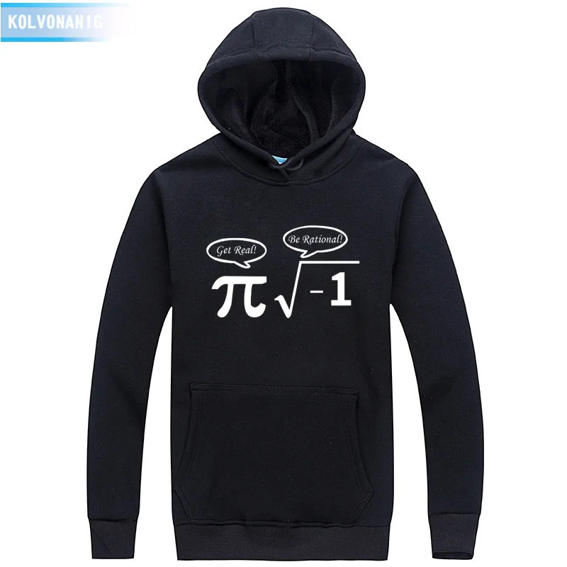 

KOLVONANIG Be Rational Get Real Funny Hoodie Math Geek Humor Gift Streetwear Men Winter Sweatshirt Unisex Velvet Liner Pullover