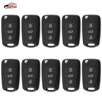 

KEYECU 10Pcs Replacement Flip Remote Car Key Fob 3Button 433MHz ID46 Chip for Kia Rio Ceed CeedPro Picanto Sportage CE0682 Model