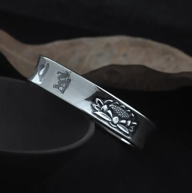 Pure Silver S999 Lotus Pattern Bracelet Bangle Jewelry (YRT) | Украшения и аксессуары