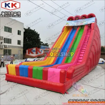

Outdoor Amusement Park Sliding Toys Dual Lanes Rainbow Inflatable Water Slides