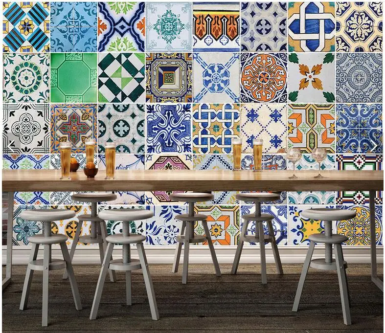 カスタムレトロ壁紙 モロッコパターンの壁画リビングルームレストランバーの背景壁の装飾papelデparede Retro Pattern Wallpaper Retro Wallpaperretro Wallpaper Pattern Aliexpress