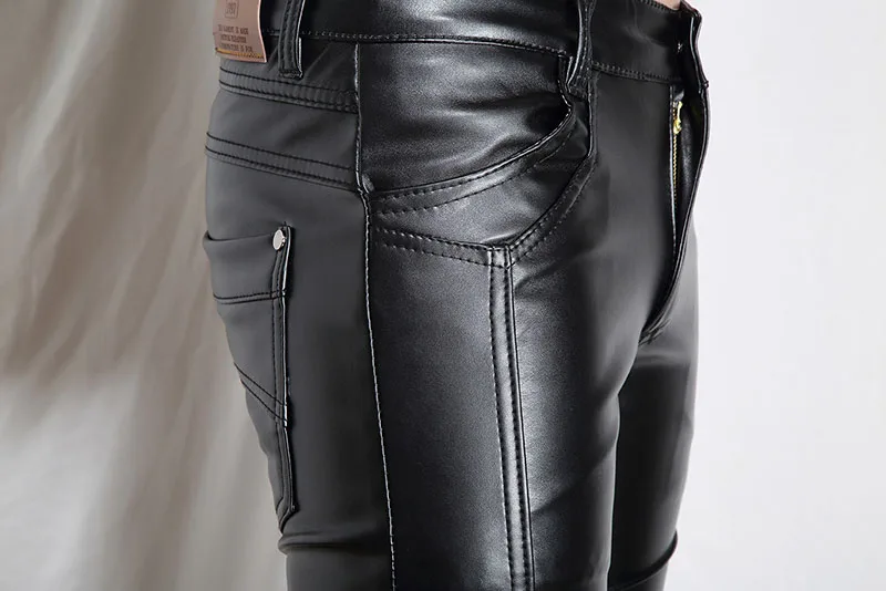 Pu Leather Trousers Men Skinny Leather Pants Fashion Designer Slim Fit Motorcycle Mens Faux Leather Pants Size 28-36 (8)