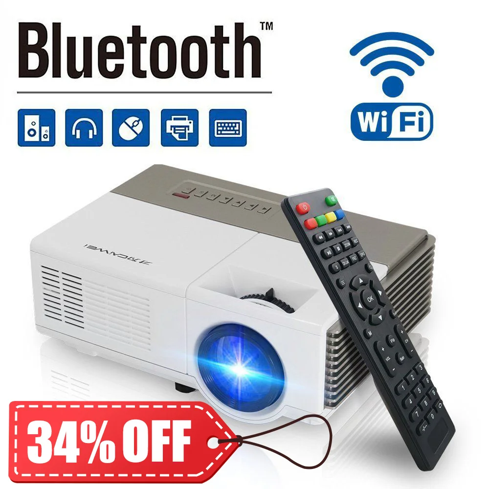 Smart Mini Portable LED Projector Home Cinema Android WIFI Bluetooth