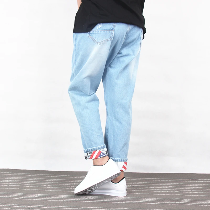 2017 Ripped Jeans women cotton harem plus size Ankle-Length denim pant 5XL