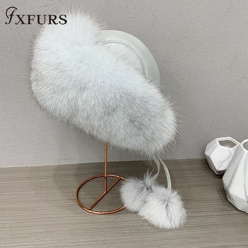 2020 FXFURS женская зимняя шапка из натуральной 100% натуральный мех лисы принцессы