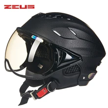ZEUS Moto Traspirante Mezza Caschi Scooter Casco Open Face Casco Moto Mujer Anti-Uv Casco para Motociclo Maschera Capacetes
