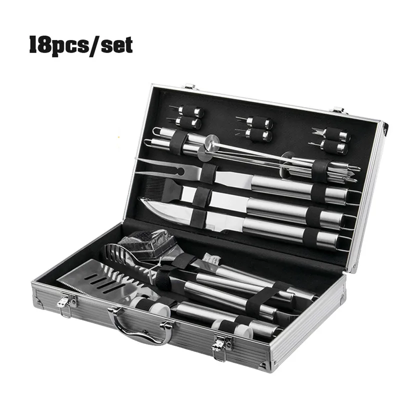 

18Pcs/Set Stainless Steel Barbecue Grilling Tools Set bbq accessories grill bbq utensil Camping bbq grill tools kitchen Tools